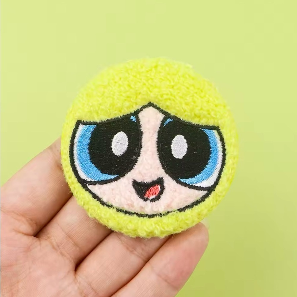 3/$33 Power Puff Girls Character Bubbles Fuzzy Texture Embroidered Button Pin